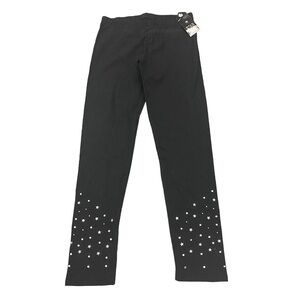 STAR RIDE Girls Black & Silver Rhinestone Star Leggings Size Large (14/16) NWT
